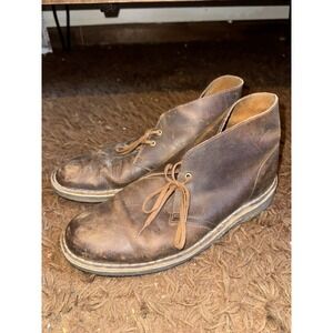 Men's Clarks Bushacre Dessert Boots Brown Distressed Leather Shoes Size 9.5
